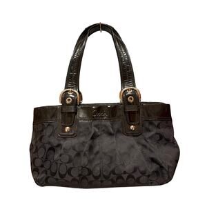 Coach Y2K Black Signature Pleated Soho Canvas and Leather Shoulder Bag F13742